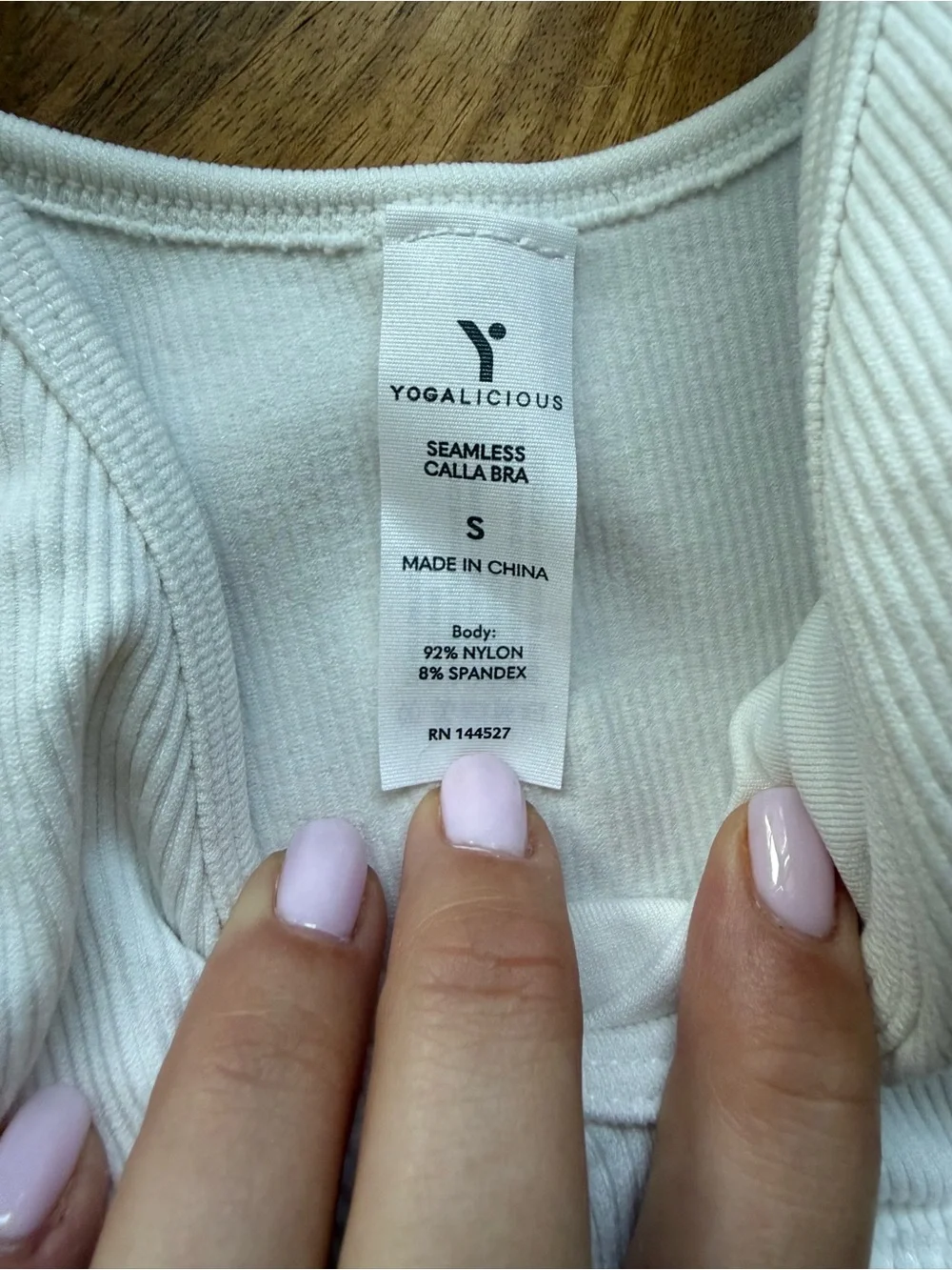 Yogalicious Cream Ribbed V-Notch Bralette
